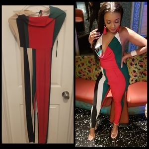 Long color block jumpsuit